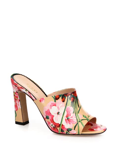 floral gucci mules|Gucci heeled mules.